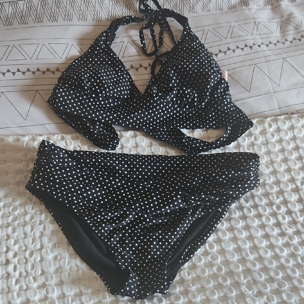 Black Polka Dot Bikini Set